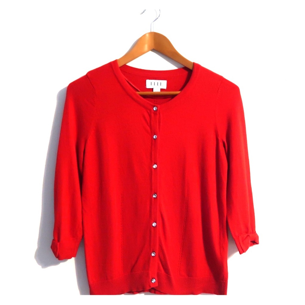 Elle red cardigan
